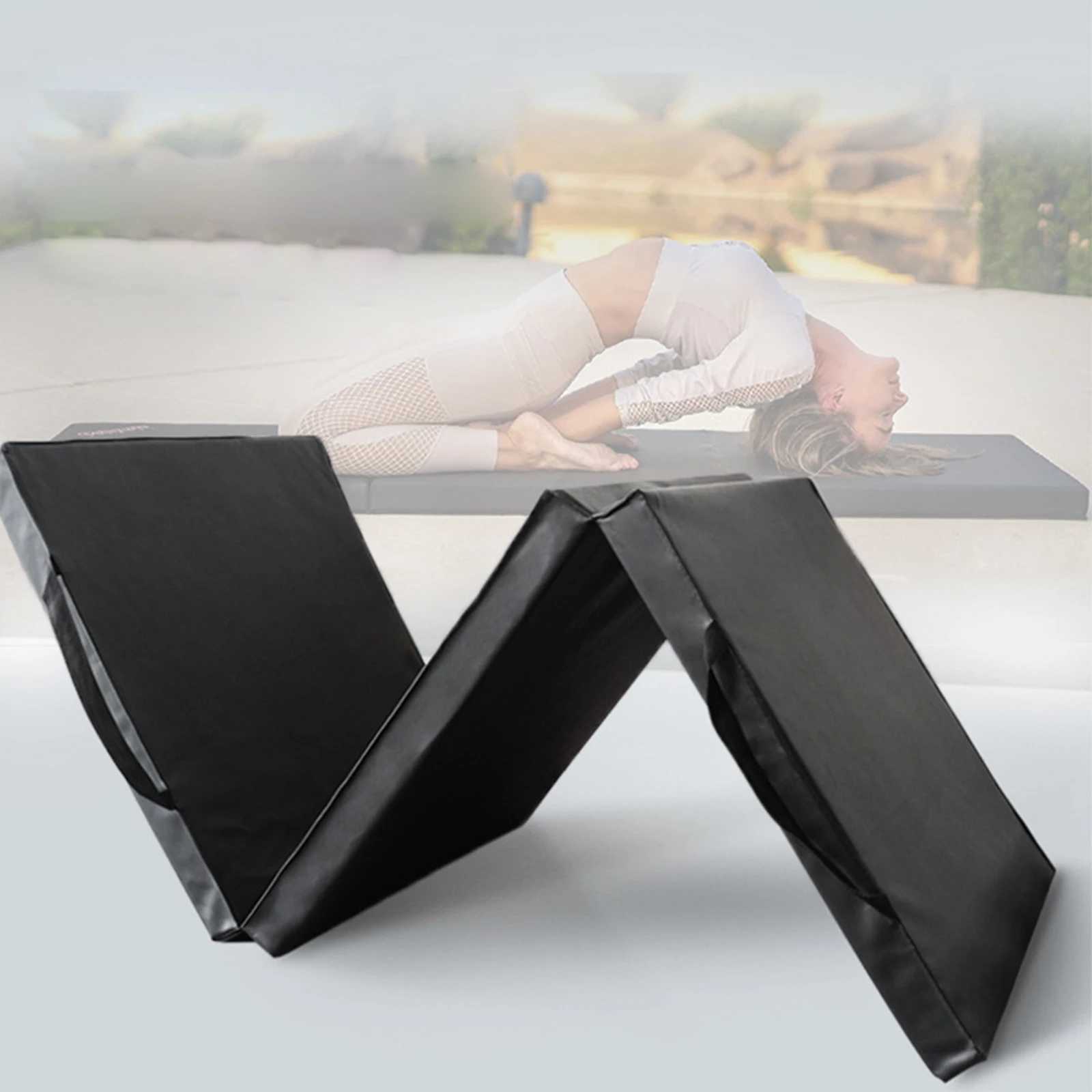 Three fold sports mat neutral style thick carrying handle folding yoga mat balanced stretching fitness gymnastics exercise W240906