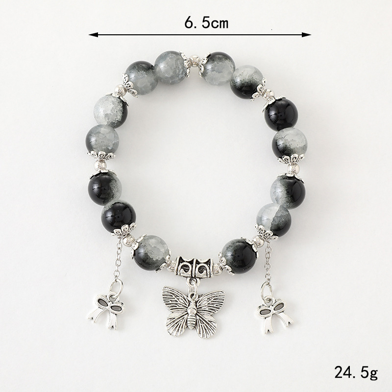 Ins New China-Chic Cultural Creative Glass Beaded Bracelet Simple Versatile Butterfly Hand String Classmate Friend Gift Jewelry