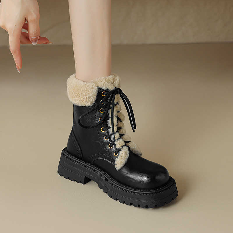 CMM Sweet and Spicy Senior Velvet Strap Thick Bottom Boots Womens Black Short Boots Winter Snow Boots