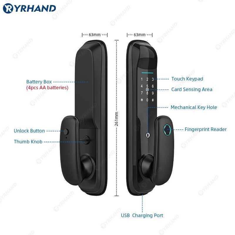 YRHAND TUYA Wifi Smart Home Digital Electronic Lock Biometric Digital Fingerprint Smart Door Lock CL240920