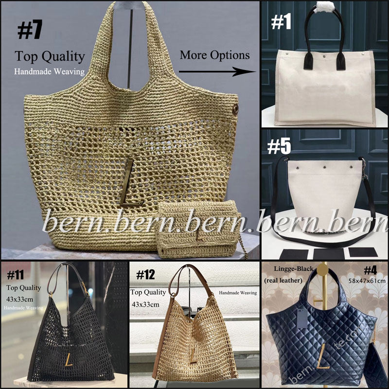 21-Option Premium/Ok Quality Fashion Lafite Woven Handbag Work Bags Universal Canvas Shoulder Bag Handbag and Large Capacity Shopping Bag