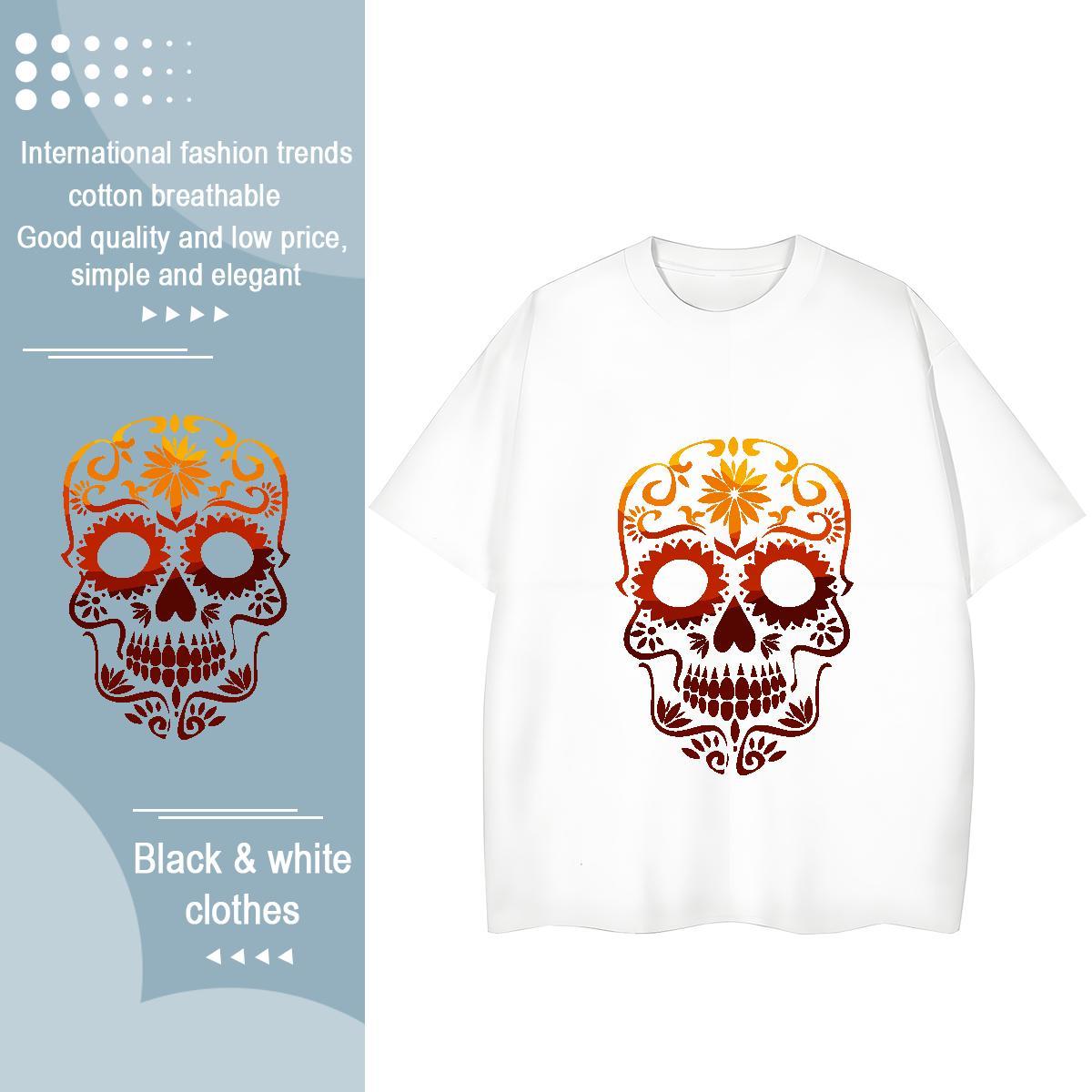 2024 Casual T Shirts Women 230g Pure Cotton Short Sleeve O-Neck Sports Street Wear skull Women Tshirts 5A Custom Cartoon Top Tees