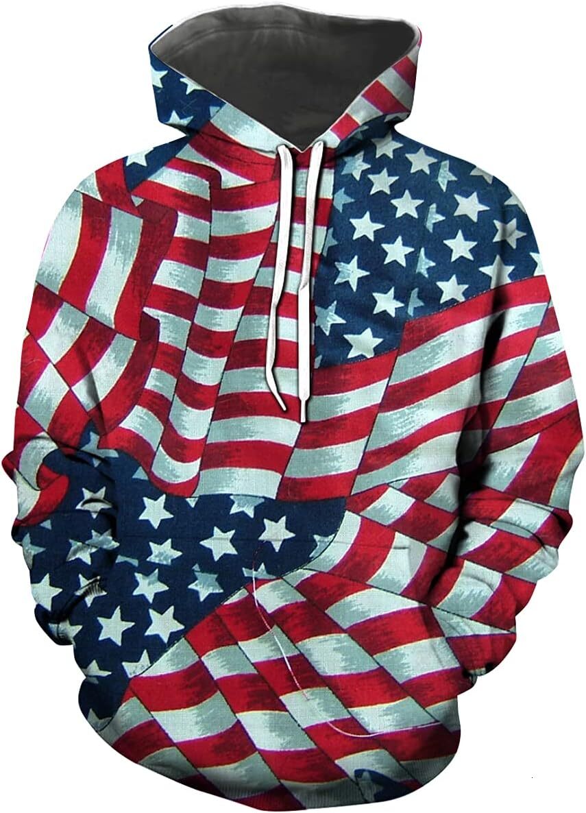 Hoodie For Mens Womens American Flag 3D Print Casual Funny Hooded Pullover Graphic Hoodies Sweatshirt Long Sleeve Free shipping