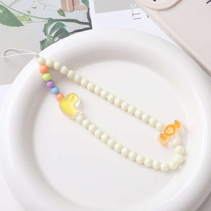 Yilian's new acrylic bead drop oil candy butterfly wer wrist chain accessories short mobile phone lanyard