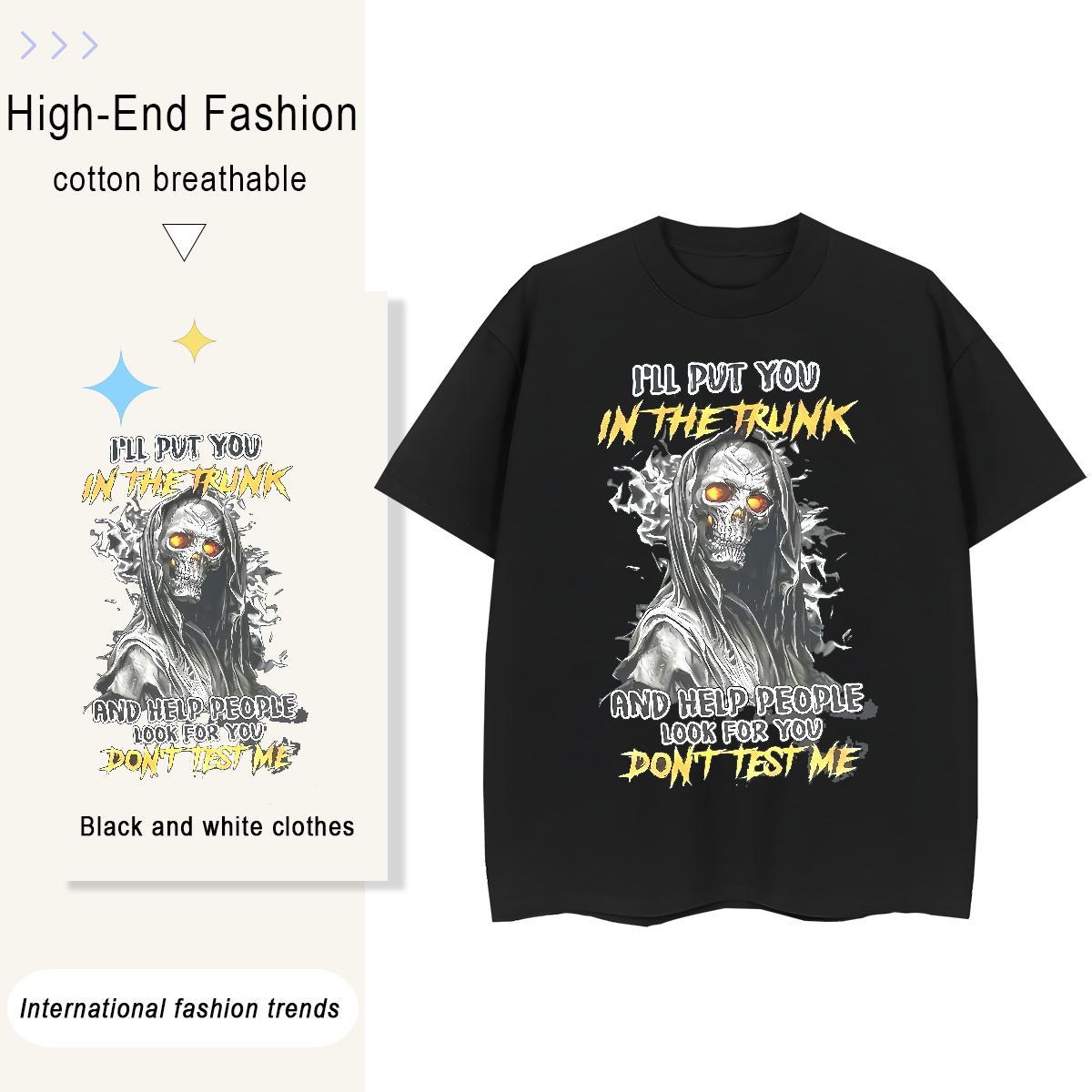 Fashion Casual T shirt 230g Cotton Breathable Sports Street Wear skull Couples T Shirts Free Shipping Cartoon Anime Clothes