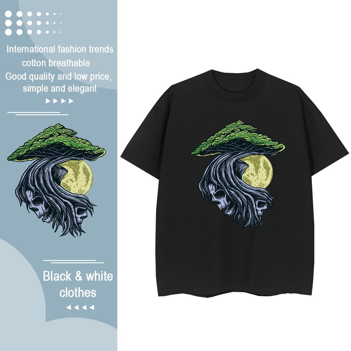 New Arrival T Shirts Women 100% Cotton 230g O Neck Short Sleeves Daily Outfit skull Unisex Tshirts High quality Plus Size Custom Polos