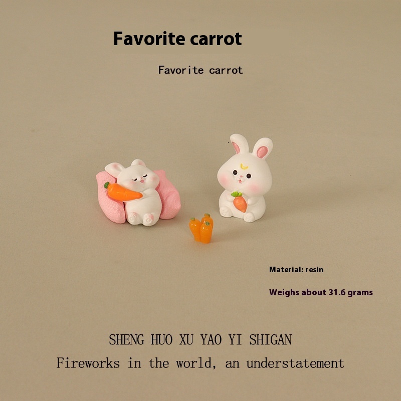Cute Cartoon Rabbit Mini Resin Craft for Interior Scenes - Compact Home Display Accessory