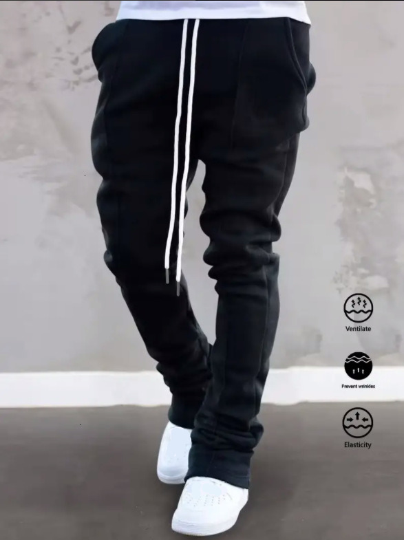 Men Drawstring Waist Sweatpants Long Flare Going Out Goth