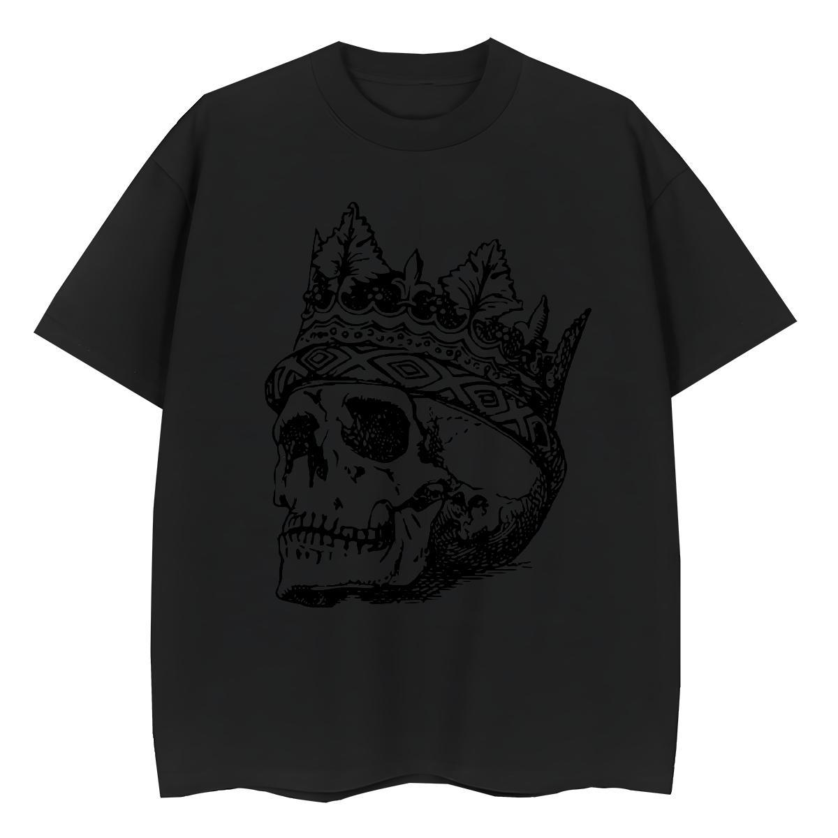 TOP Quality Womens T Shirts 230g 100% Cotton Breathable Daily Wear skull Woman Tshirt Wholesale Floral Print Tees