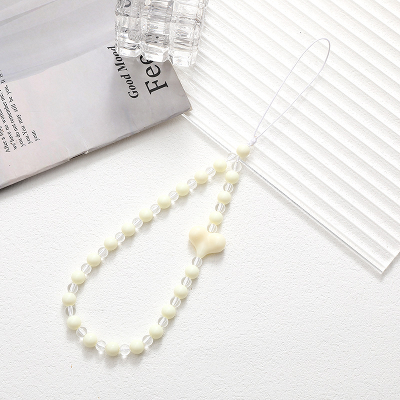 Yilian New Acrylic Love Bead Fashion Versatile Girl Phone Case Hanging Rope Anti Loss Chain Pendant