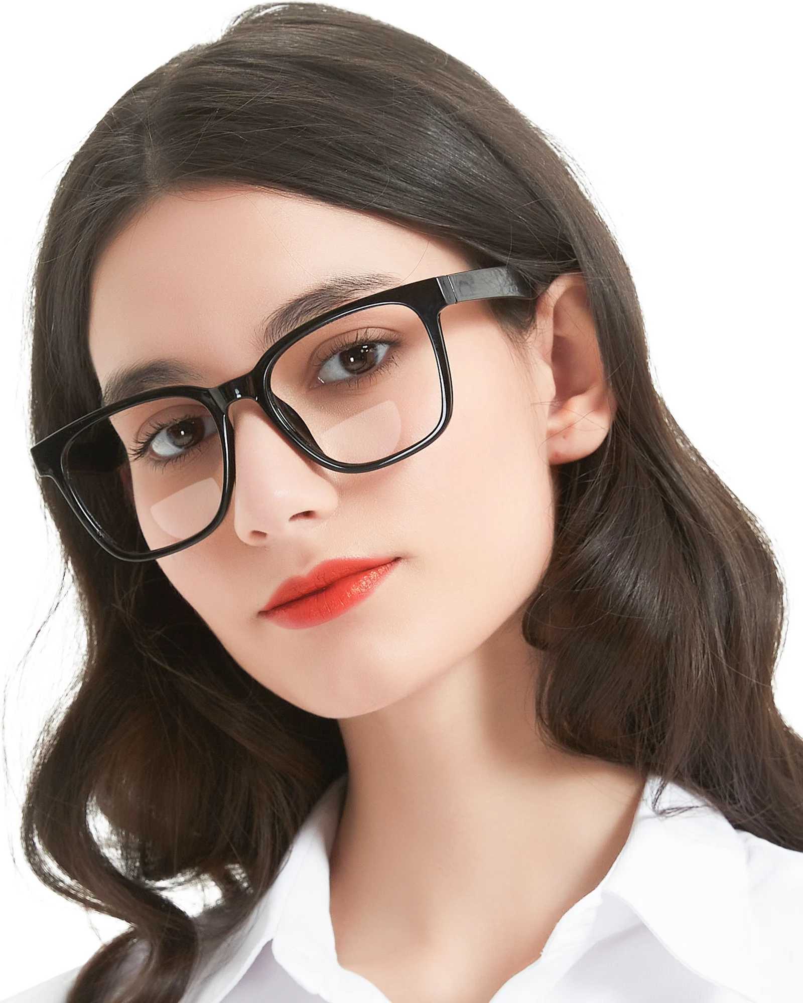Large curved square frame female reading glasses Presbyopia glasses optical anti blue light glasses frame solid color design W240906