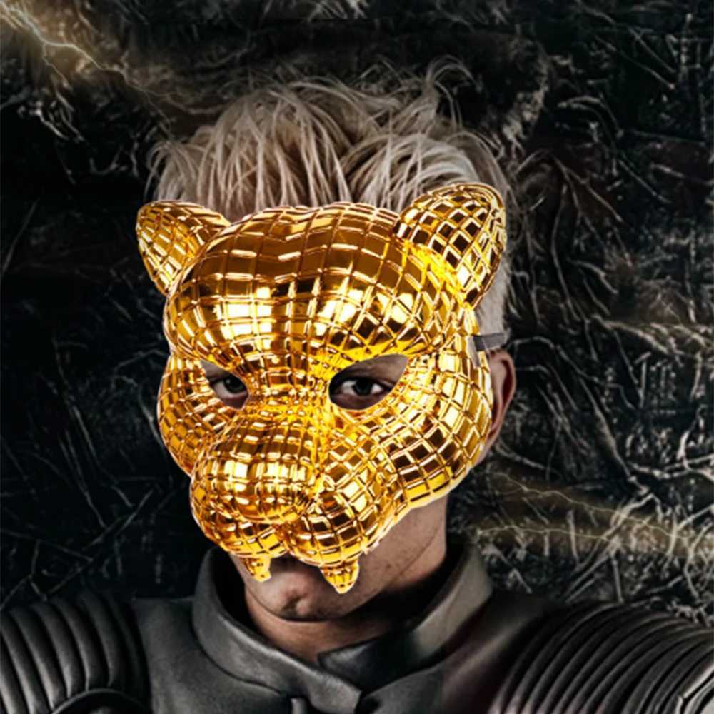 Halloween Golden Leopard Mask Adult Party Props Mask VIP Customer Guest Boss Lion Tiger Mask Halloween Animal Cosplay Costume M240906