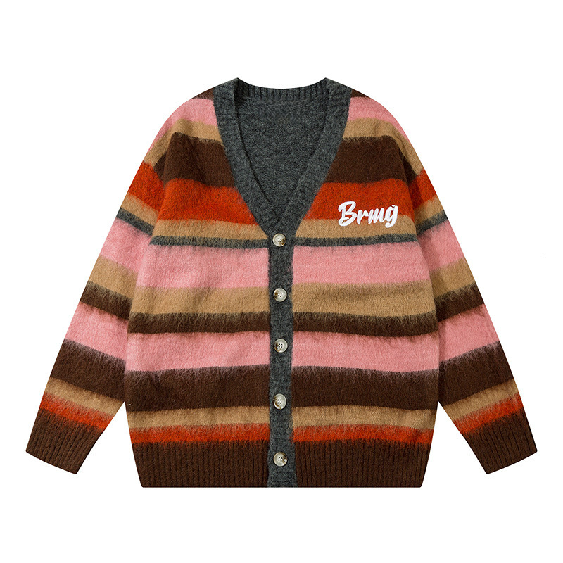 Men Women Embroidery Letter Pattern Colorblock Button Front Cardigan