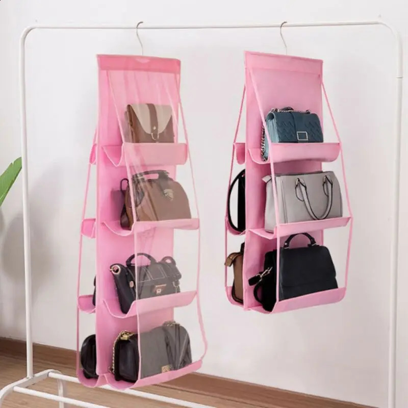 6/8 pocket shelf handbag transparent hanging wallet handbag organizer storage rack wardrobe 240907