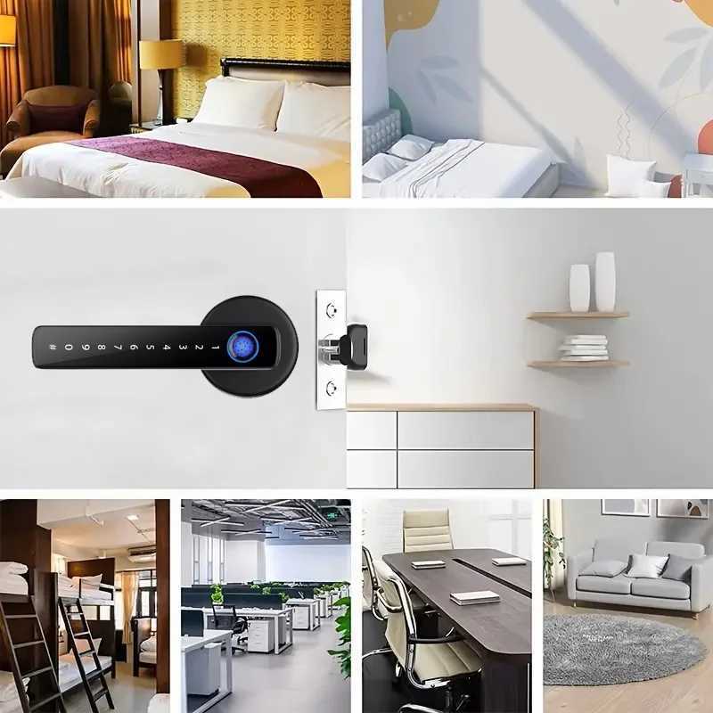 Equipped with Tuya Biometric fingerprint intelligent door lock electronic digital lock password fingerprint keyless security door handle CL240920