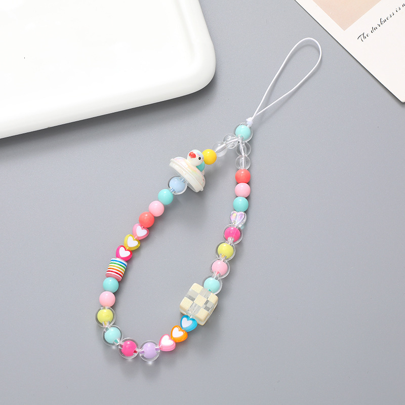 Korean version of Little Duck mobile chain, phone case, hanging ornament, bead string, hand rope, anti fall wrist strap, small gift for women