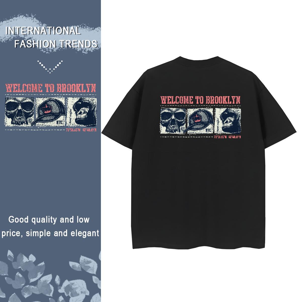 Casual New T Shirts Women 230g Cotton Breathable Short Sleeve Outdoor skull Womens Tshirts Female Black White Wear