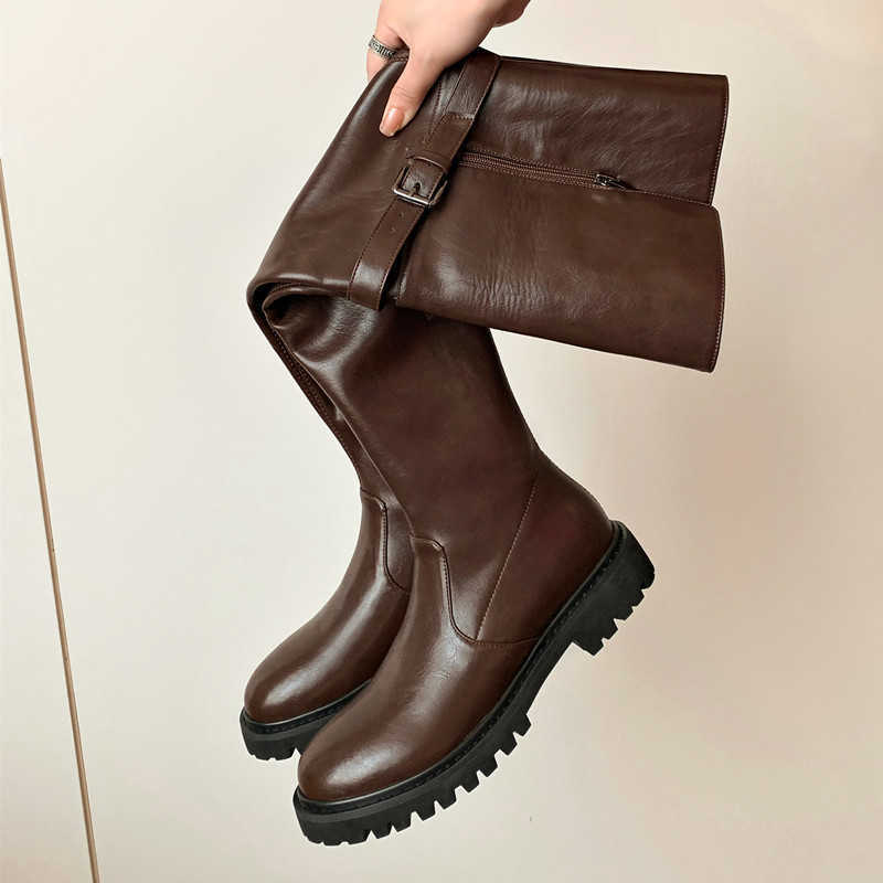 CMM Winter Wool Knee High Boots for Women French Knight Boots French Slim High Tube Warm Snow Boots