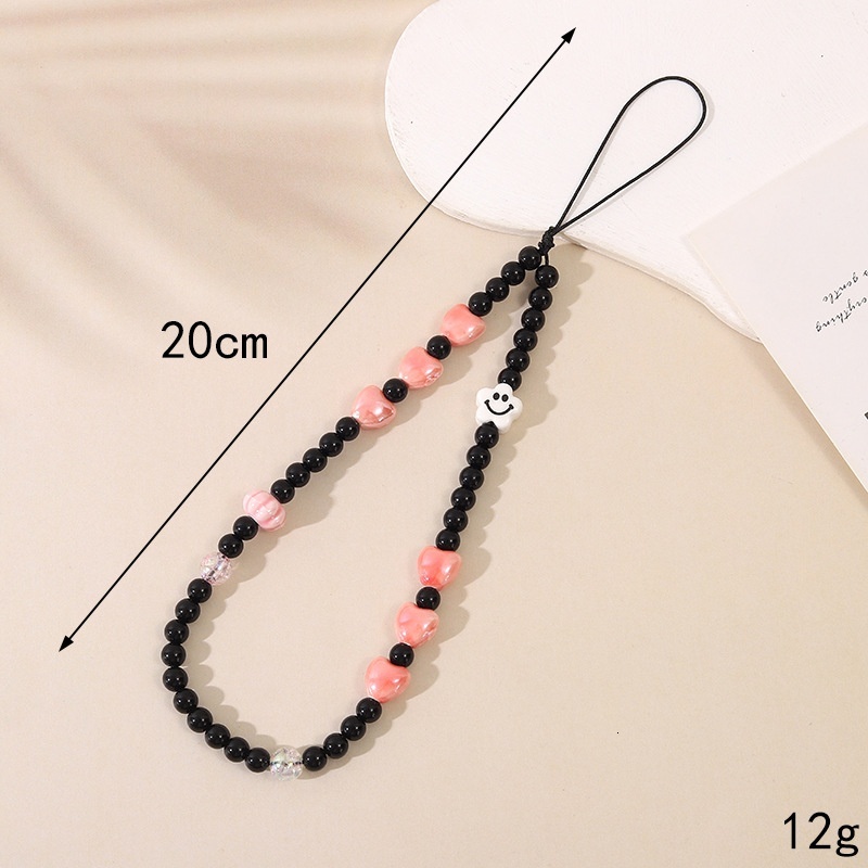 Creative new chain bead mixed pearl bow mobile lanyard phone case keychain pendant