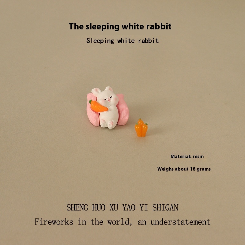 Cute Cartoon Rabbit Mini Resin Craft for Interior Scenes - Compact Home Display Accessory