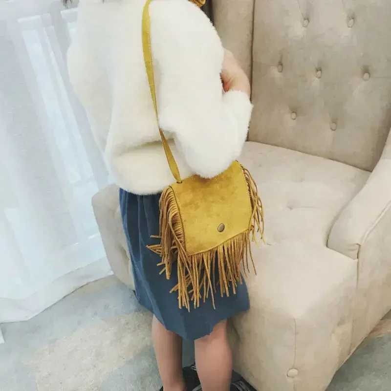 Fashion tassel small bag childrens handbag coin wallet childrens shoulder bag gift for girls pleated mini cross shaped messenger bag W240906