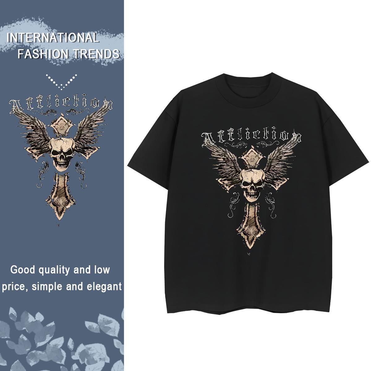 2024 Designer T-Shirts 100% Cotton 230g Crew Neck High Street Hip Hop skull Woman Tshirt Designer Nice Customized Print Tees