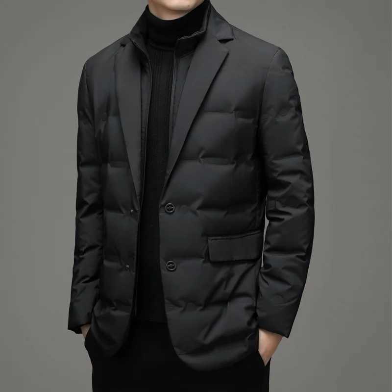 2023 New Arrivals Mens Business Casual Suit Down Jacket Top Grade Luxury 90% White Duck Down Ultralight Quilted Men Coat Y240907