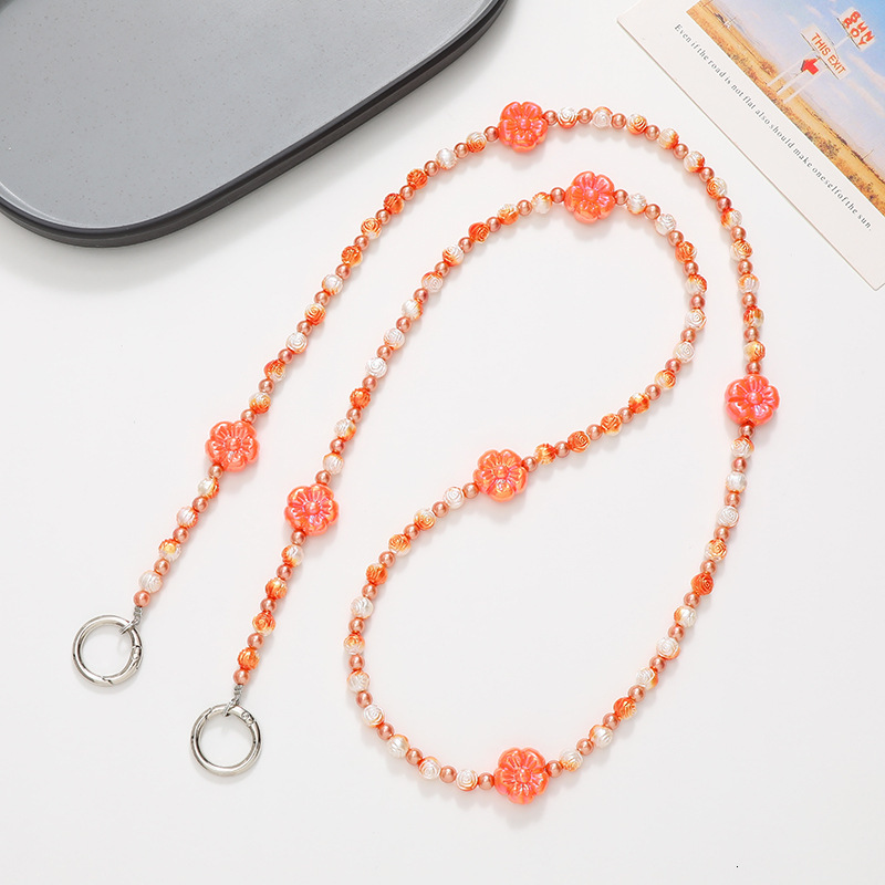 New bead flower acrylic diagonal cross chain long hanging single shoulder strap phone rope