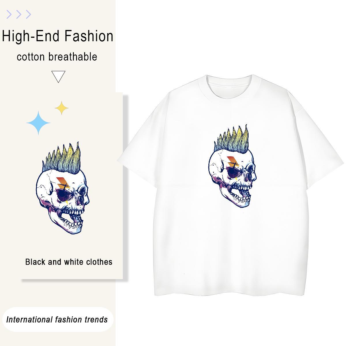Brand T Shirts Women 230g 100% Cotton Breathable Short Sleeve Street Casual skull Couples T Shirts Female Custom Printed Top Tees