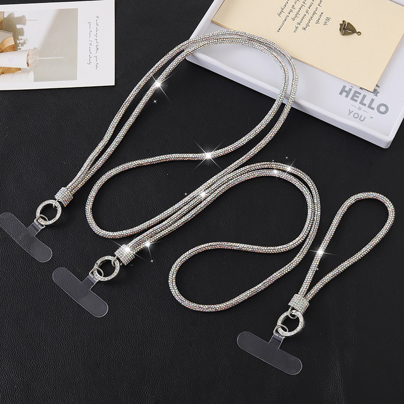 Light new luxury high-end water diamond crossbody luggage, keychain, pendant, mobile phone hanging rope can be carried
