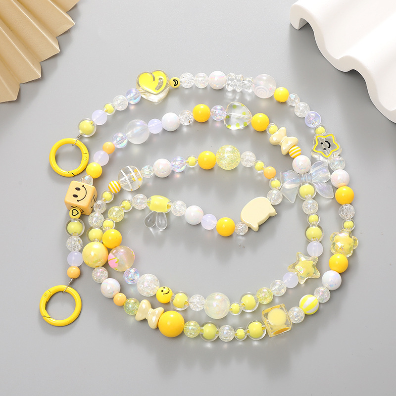 Yilian's new mixed color series crossbody acrylic hand-painted bead chain phone case hanging rope pendant
