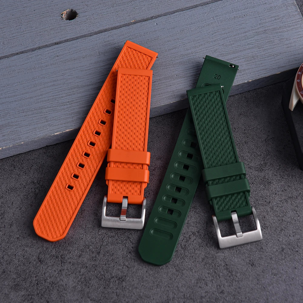 Premium Smart Rubber Watch Band 18mm 20mm 22mm FPM/FKM Watch Strap Fluoro Rubber Watchbands Quick Release For Each Watches 240906