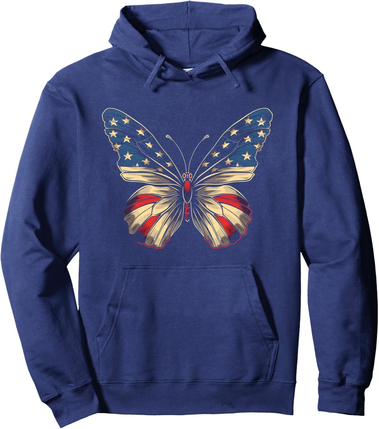 Hoodie for Mens Womens American Flag Butterfly USA Pride Patriotic Stripes Pullover Hoodie Graphic Hoodies sweatshirt Pullover Long Sleeve