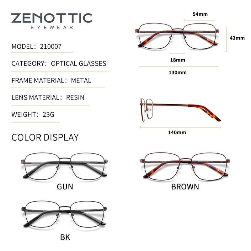 ZENOTTIC 2024 Titanium Alloy Glasses Commercial Style Optics Korean Glasses Mens Square Non Prescription Glasses Frame W240906