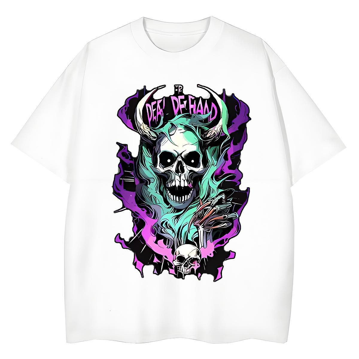 TOP Quality T Shirts Women 230g Cotton Breathable Crew Neck Casual skull Women Tshirts Loose fit Custom Print Plus Size Top Tees