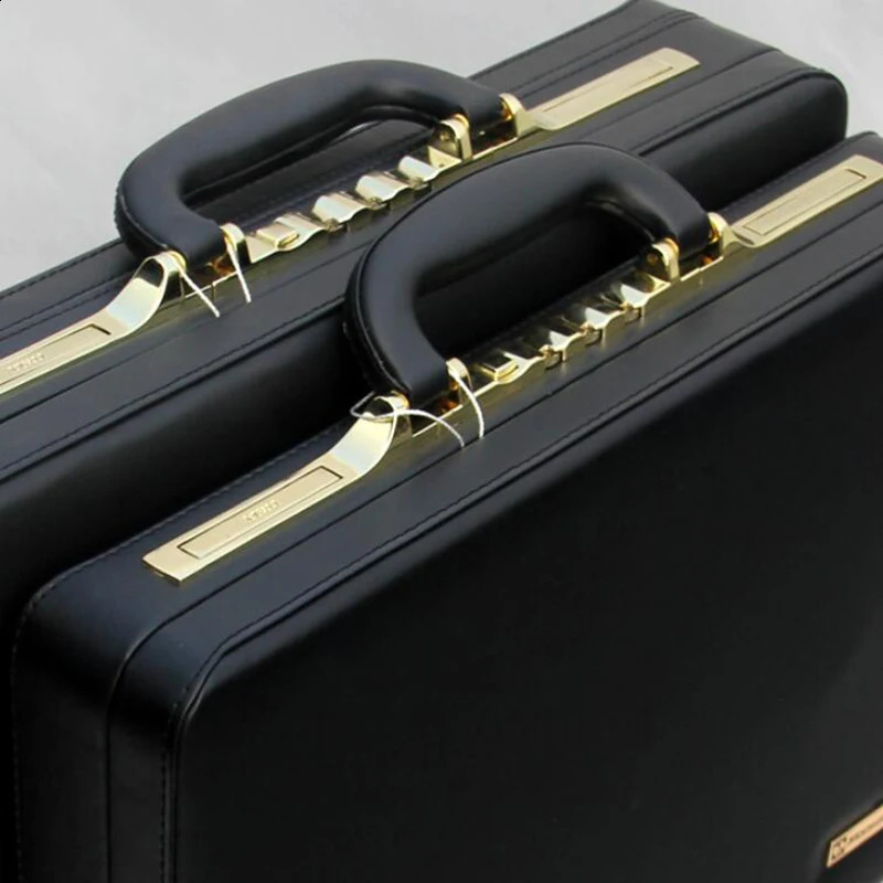 Business Mens Black Leather Messenger Bag 14 inch Computer Box 240906