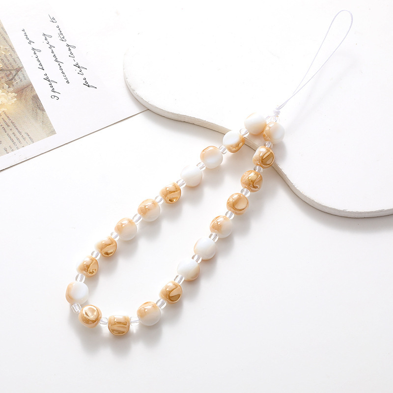 Beaded bow mobile chain, case ornament, anti fall wrist strap, short phone hanging rope for women