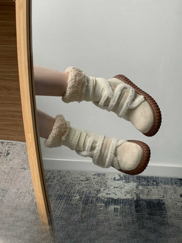 CMM South the South White Warm Thick Bottom Snow Boots for Women Winter External Wearing Thick Anti Slip Cotton Shoes and Velvet