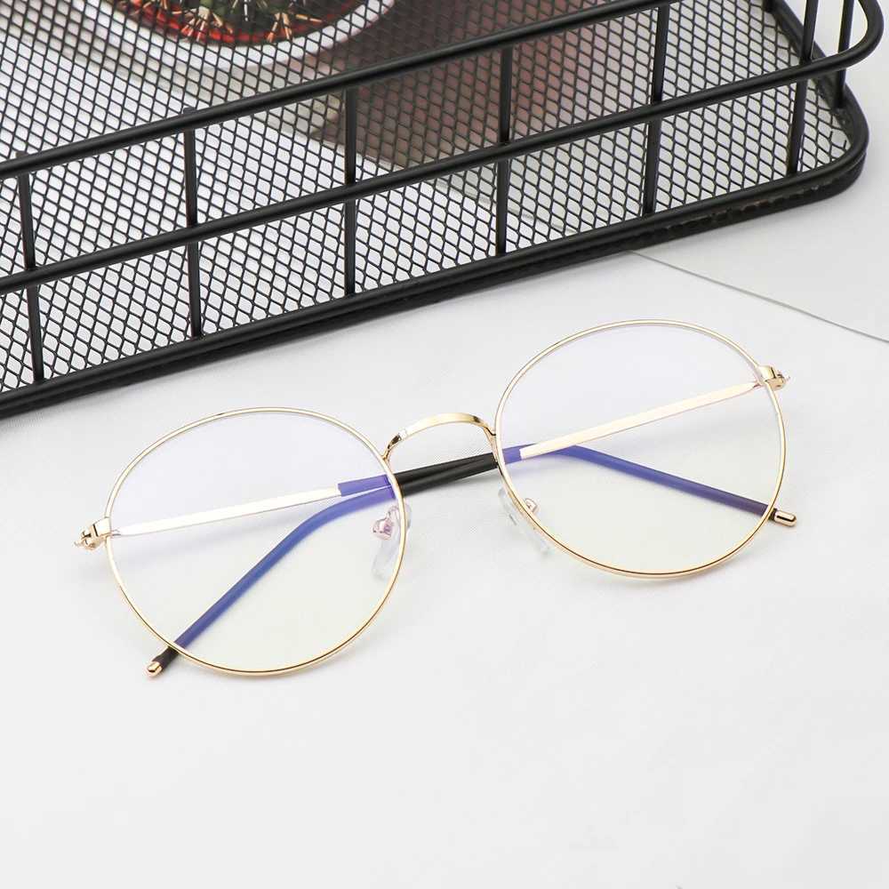 Fashion anti blue light glasses womens round glasses computer glasses ultra light metal frame glasses optical glasses W240906
