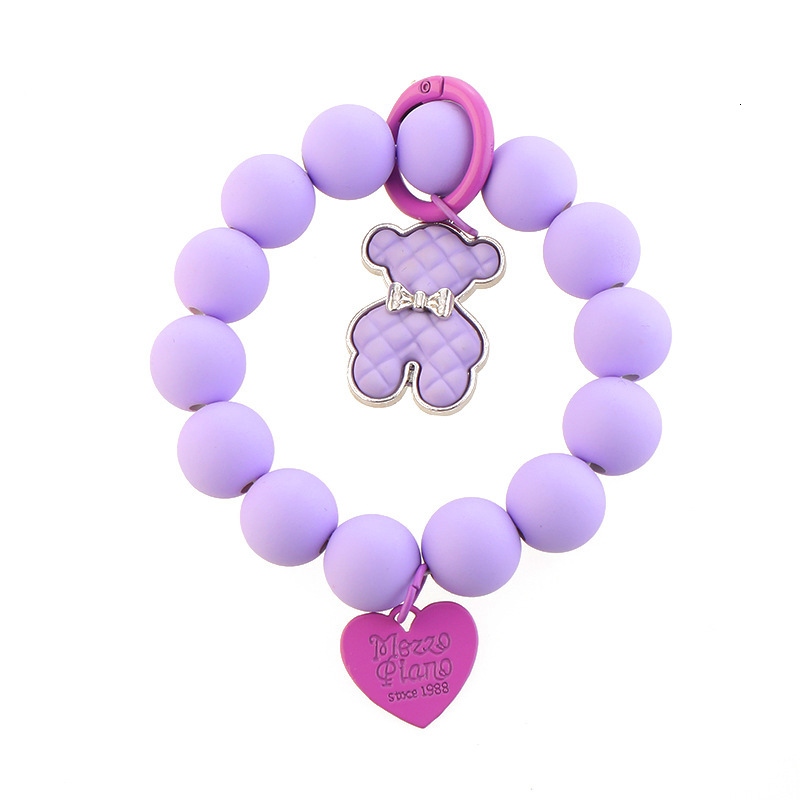 Yi Lian's New Rubber Bead Bracelet, Phone Case, Jewelry, Candy Color Bear Pendant, Anti Drop Wrist Strap for Women