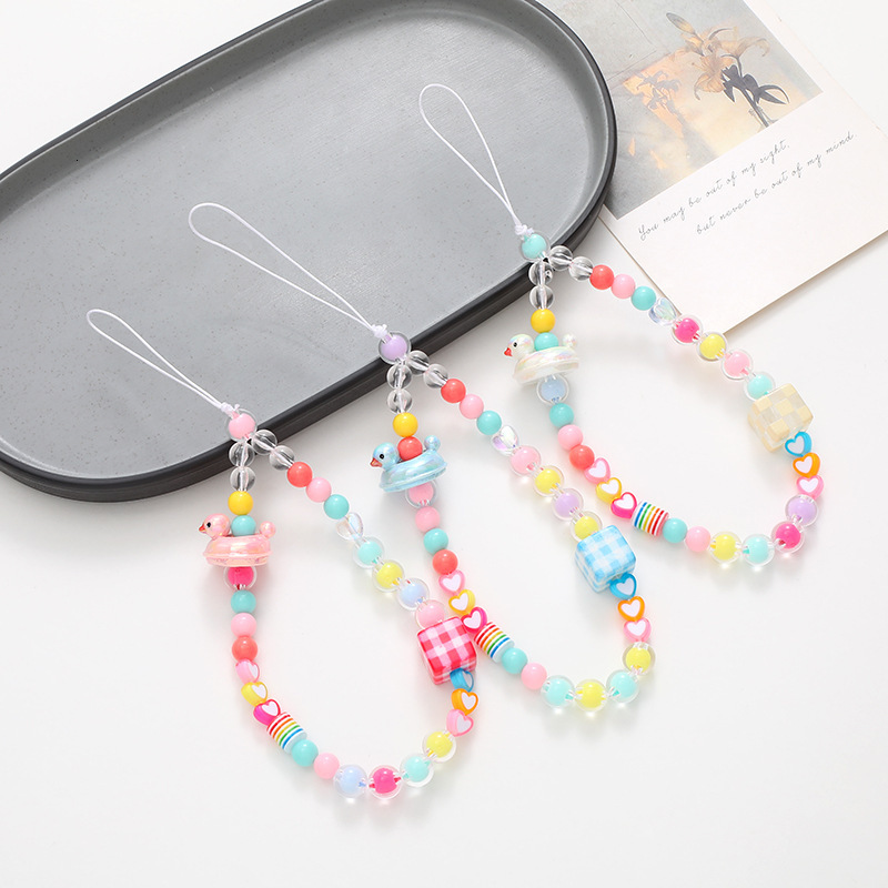 Korean version of Little Duck mobile chain, phone case, hanging ornament, bead string, hand rope, anti fall wrist strap, small gift for women
