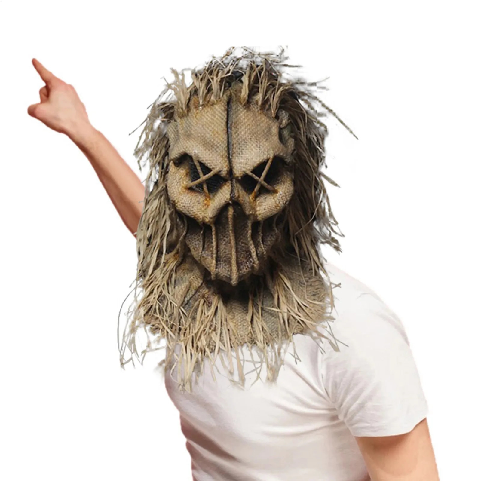 Horror Halloween Scarecrow Mask Headpiece Comedy Prop Atmosphere Role Playing Party Death Pool 240906