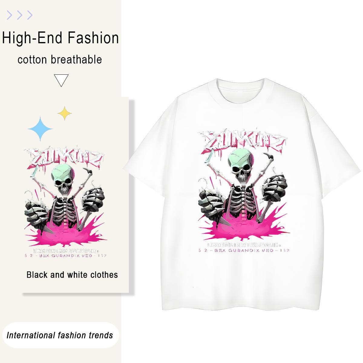 Fashion Woman T Shirts 100% Cotton 230g Breathable Sports Street Wear skull Lady T shirt Wholesale DIY Logo Clothes