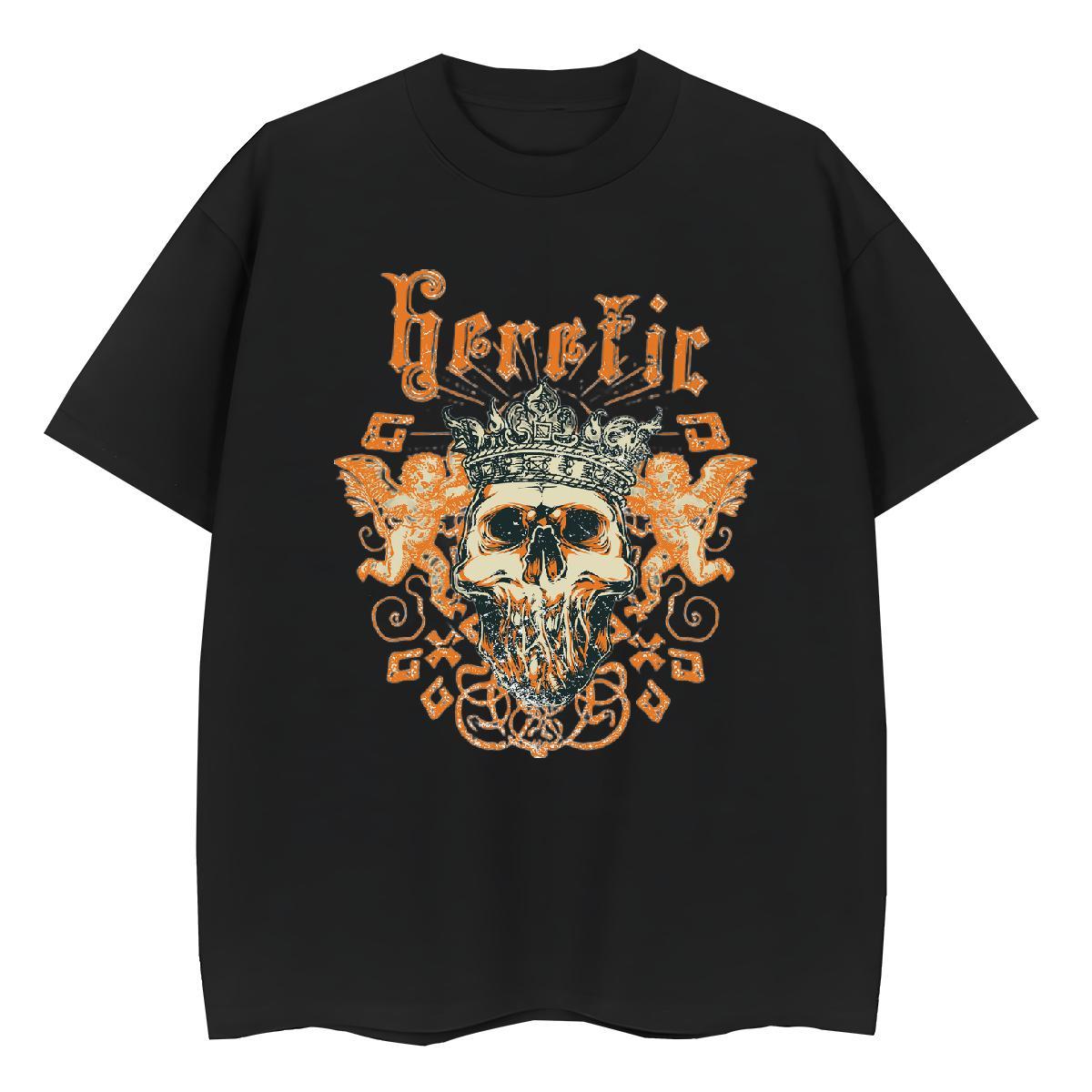 Designer T Shirt For Woman 100% Cotton 230g Comfortable Summer Casual skull Unisex Tshirts Loose Black White Clothes