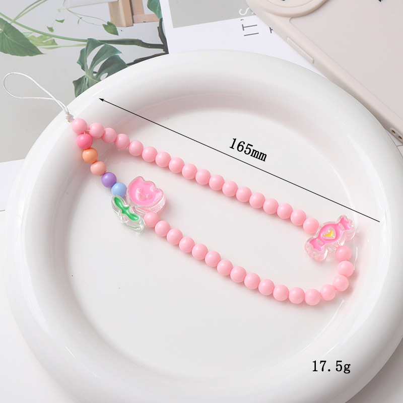 Yilian's new acrylic bead drop oil candy butterfly wer wrist chain accessories short mobile phone lanyard
