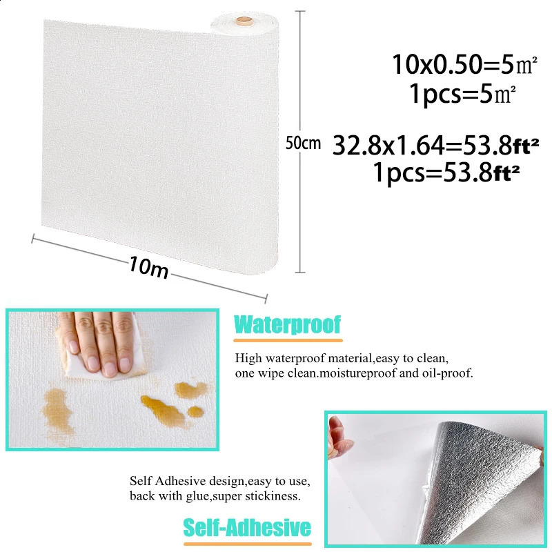 Linen wallpaper selfadhesive waterproof moistureproof mold proof 3D home and living room decoration 240903