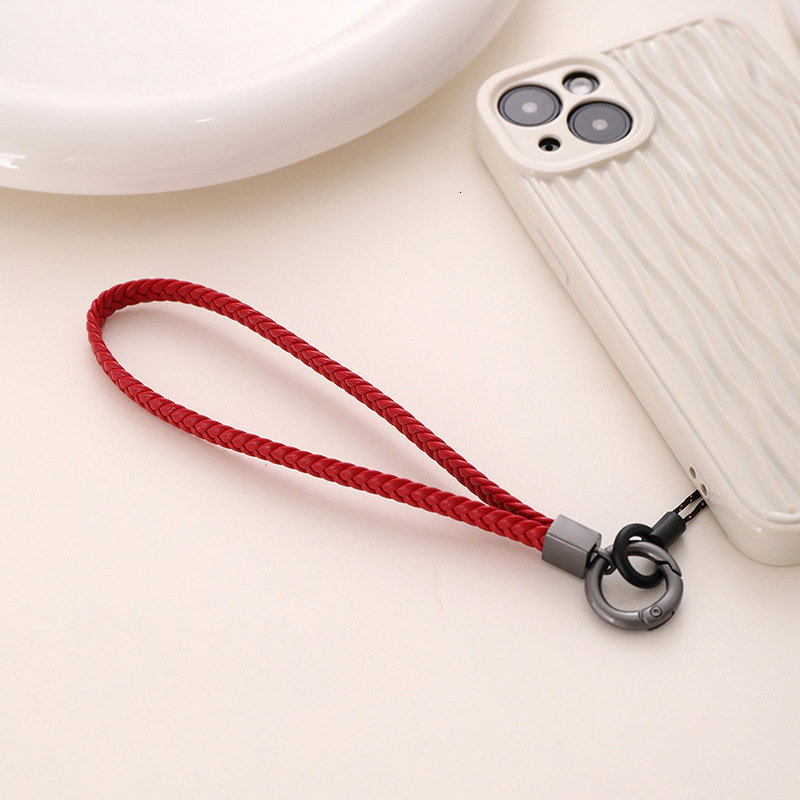 Yi Lian's New 5-Strand Flat Knitted Creative Leather Neck Hanging Rope Mobile Phone Chain Short Wrist Band