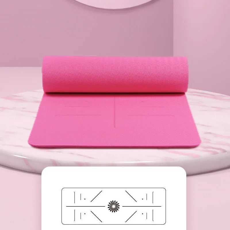 Womens new solid color TPE yoga mat anti slip exercise fitness mat for exercising yoga and Pilates gymnastics mat fitness equipment W240906