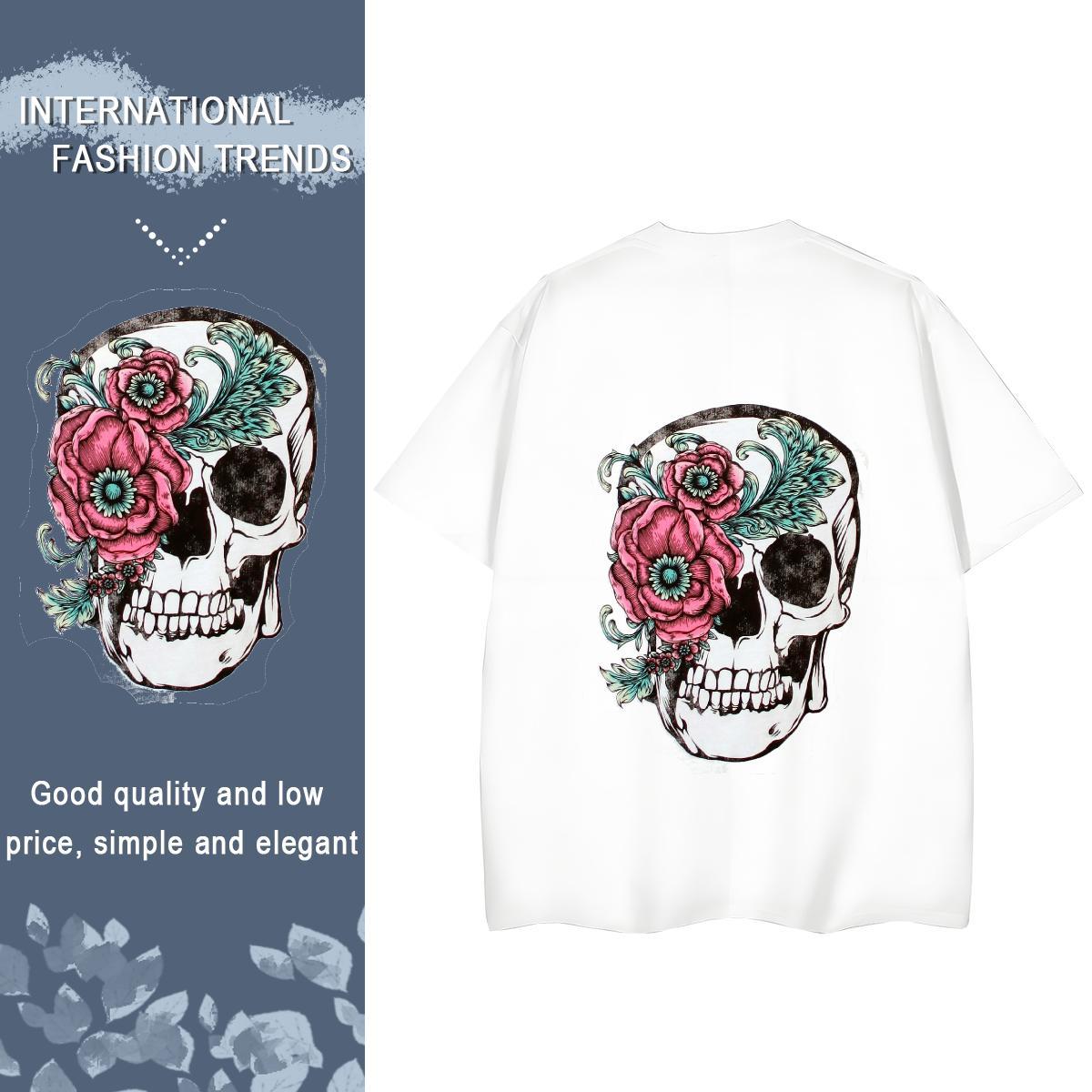 Factory Direct T shirt 100% Cotton 230g Crew Neck Daily Wear skull Tshirt for Man Woman Designer Nice Oversized Tops Shirt