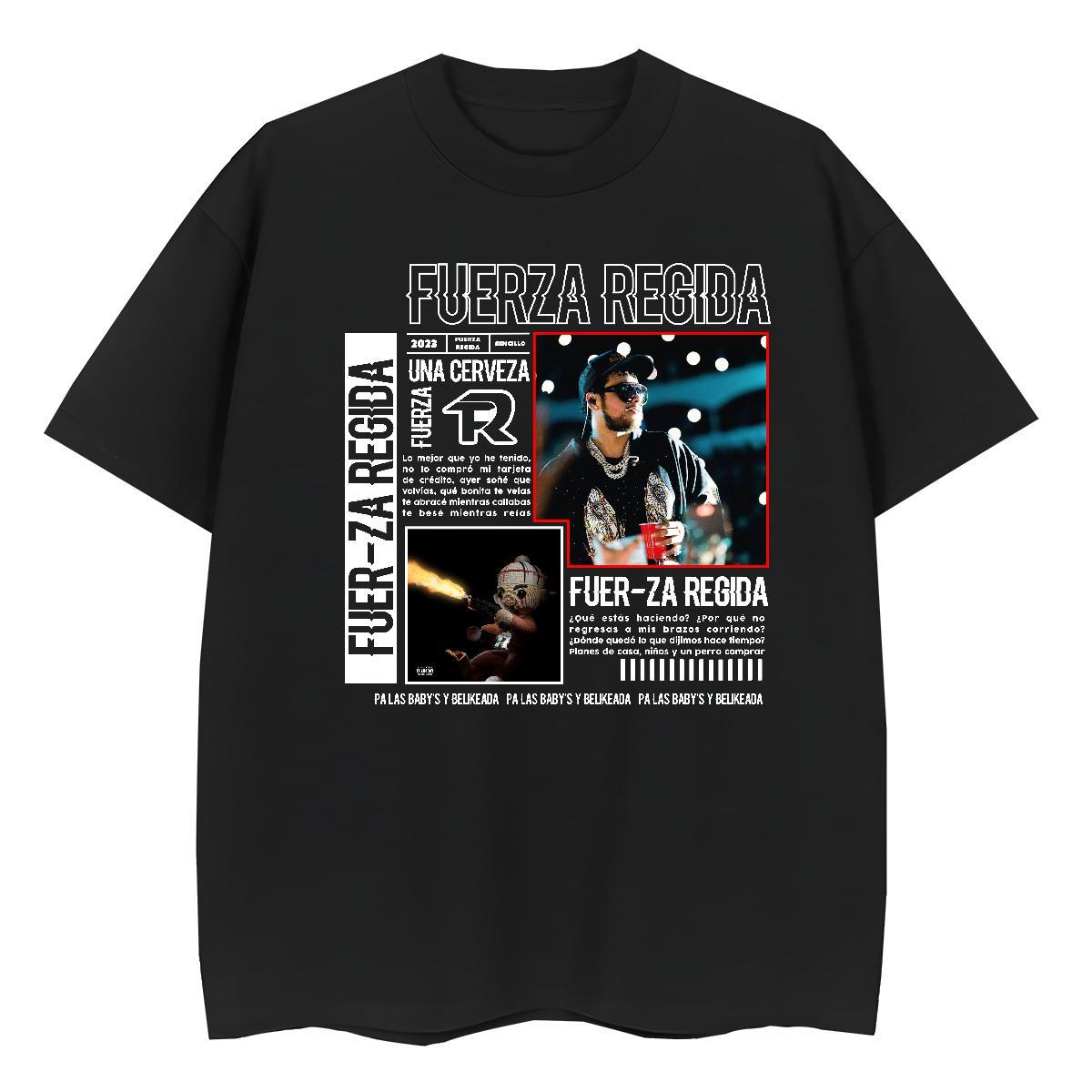 New Arrival T-Shirts 100% Cotton 230g Comfortable High Street Hip Hop Fuerza Regida Couples T Shirts Soft Oversized L-4XL Polos